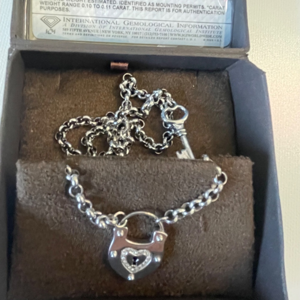 Sterling Silver Heart Lock and Key Necklace - Picture 7 of 8